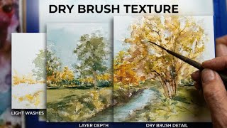 Wild Landscape Watercolor 🌿 Dry Brush Technique | Painting with Minimal Water