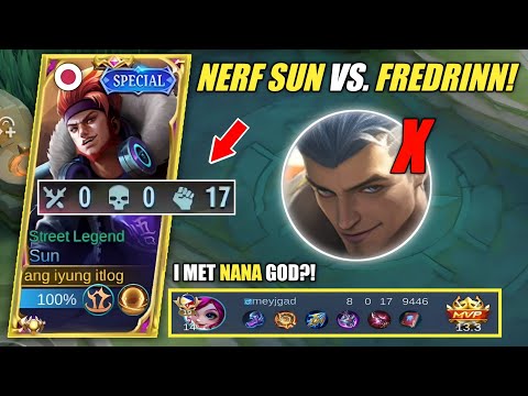 NERF SUN VS. FREDRINN | I MEET PRO NANA -MLBB🔥 #topglobalsun #mlbb #urEGG