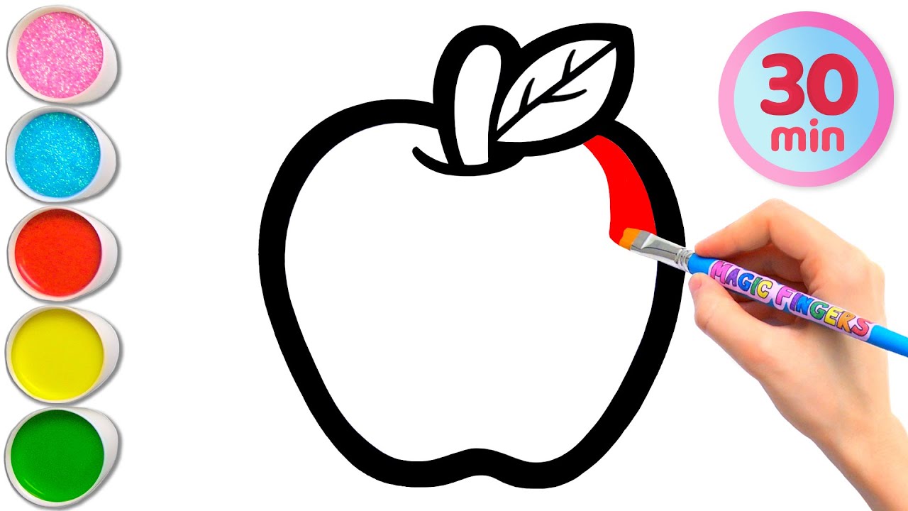Apple and 8 More Fruits Drawing, Painting, Coloring for Kids and Toddlers | Learn Fruits #309