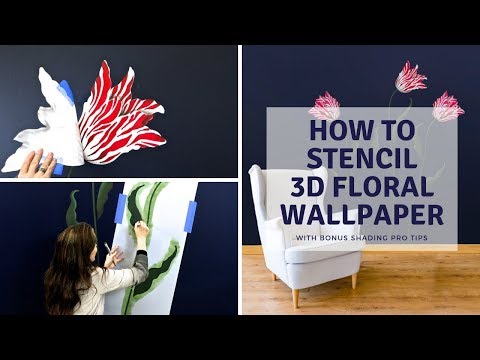 How To Easily Paint 3D Flowers With Tulip Stencils on an Accent Wall [ FULL TUTORIAL]