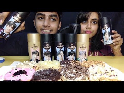 BTS COFFEE WITH BIG APPLE DONNUT ASMR 🍩