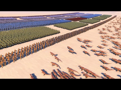 Humans, Elves, Orcs, Dwarf and Golden Knights VS Velociraptors - Ultimate Epic Battle Simulator UEBS