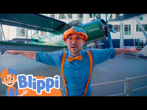 Blippi learn about planes at the museum of flight