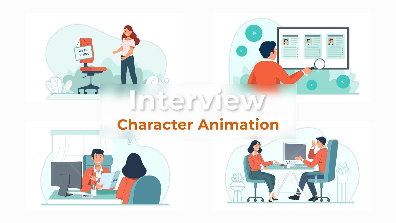Job Interview Character Animation Premiere Pro Templates | Unlimited Vector Illustrations