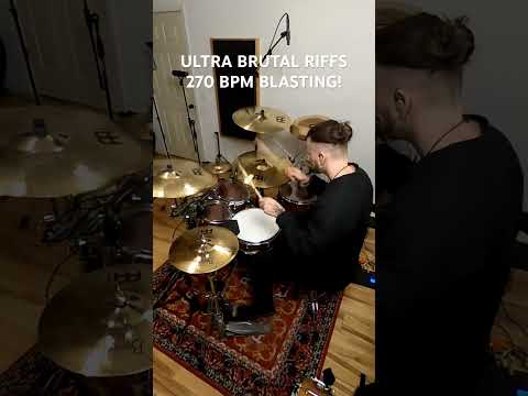 Blasting at 270 bpm over some BRUTAL riffs I wrote. Working my way to straight single at 300 bpm!