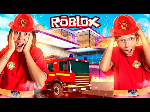 VIRAMOS BOMBEIRO NO ROBLOX ( Escape The Fire Station Obby ) - FamilyFun5Games