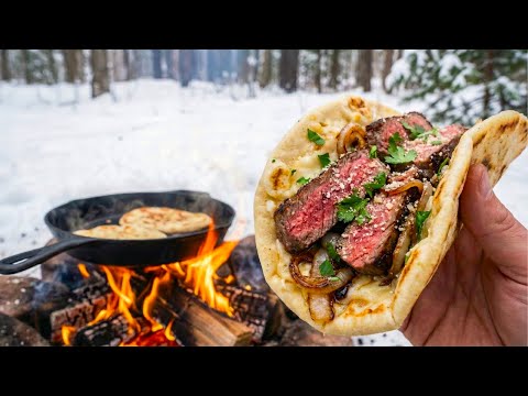 Winter Bushcraft Cooking: The Ultimate Steak & Flatbread Sandwich