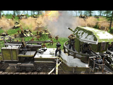 Huge RAIL GUN Defense of Russian CHARGE! - Call to Arms: Gates of Hell Battle Simulator