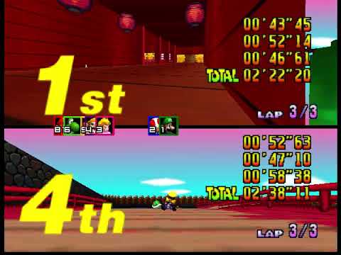 Mario kart 64 Amped up 2.92 Star cup & 2 players Player vs bot