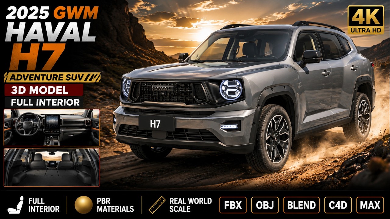 2025 GWM Haval H7 HEV with Interior 3D Model