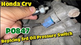 2009 Honda CRV flashing D light code diagnose  repair and fix p0847 3rd clutch pressure switch
