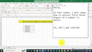 Extract first three digits of a number in Excel
