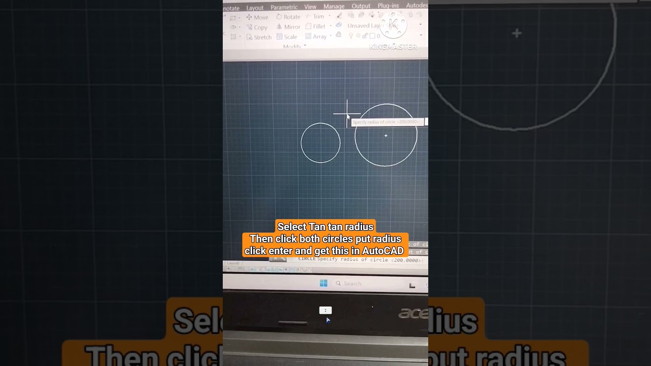 how to draw a tan tan radius circle in AutoCAD | draw circle #viral #shorts #autocad