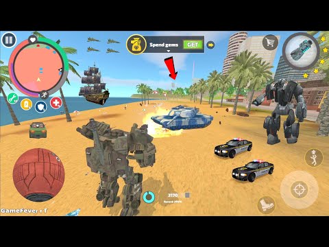 Rope Hero: Vice Town - (Transformer Tank Fight US Iron Tanks) Police Cars Army - Android Gameplay HD