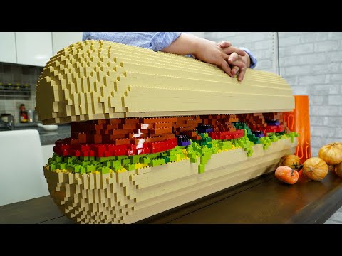 Lego Sandwich - Lego In Real Life 9 / Stop Motion Cooking ＆ ASMR