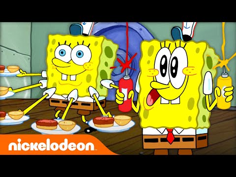 SpongeBob Cooking Krabby Patties for 20 Minutes 🍔 | Nicktoons
