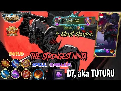 3 Menit Maniac! The Strongest Ninja | RRQ D7. aka TUTURU | Hanzo Gameplay | Mobile Legends Indonesia