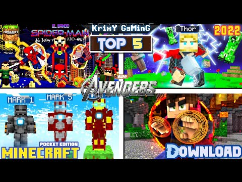 KrixY GaMinG - MINECRAFT PE : TOP 5 BEST AVENGERS MODS FOR MINECRAFT PE 1.19 | 2022!