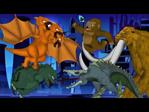 Baby Godzilla, Baby Kong, Rodan, Behemoth vs. Skullcrawlers team – Animation 6