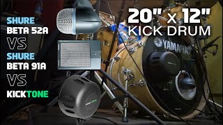 Video thumbnail for KickTone vs Shure Beta 52A vs 91A on 20" x 12" Kick Drum. Morton Microphone Systems MMS Sub Mic Bass by SIC MIC