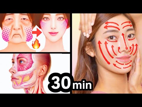 30mins Full Face Lifting Exercise for Glowing Skin, Anti-Wrinkles, Sagging Jowls, Slim Jawline