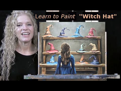 WITCH HAT - Learn How to Draw and Paint for Beginners- Halloween Still Life Figure Acrylic Tutorial
