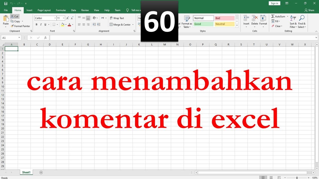 cara menambahkan komentar di excel