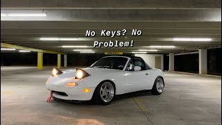 How to get keys out of LOCKED Miata trunk! (no lever)