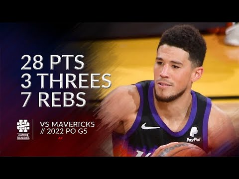 Devin Booker 28 pts 3 threes 7 rebs vs Mavericks 2022 PO G5