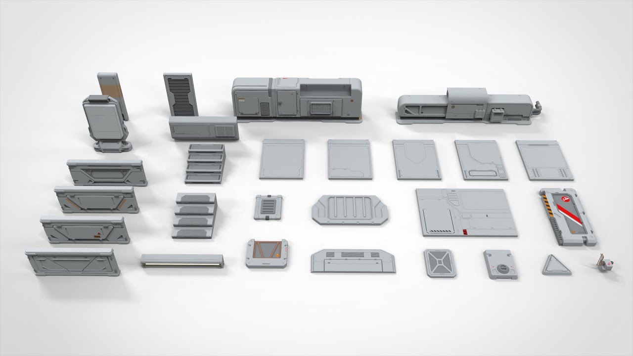 Sci-fi architecture kitbash 12 3D Model