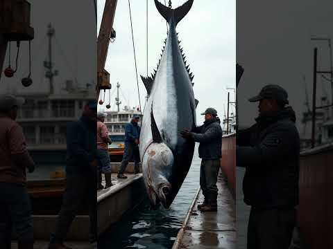 Record-Breaking Giant Tuna Caught by Fishermen! 🐟🎣  #fishing #animals  #viralvideo