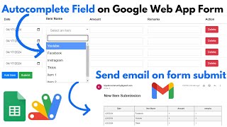 Autocomplete Field on Google Web App | Data Entry using Google HTML Form with Email Alerts | R48V1