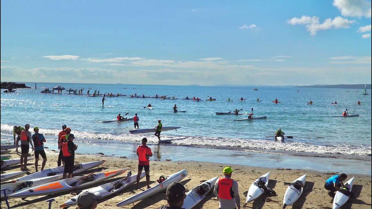 2021 Vaikobi Auckland King & Queen Of The Harbour - Waka Ama, SUP and surf skis start.