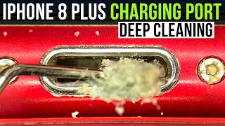 iPhone 8 plus charging port deep cleaned under the microscope