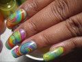 Rainbow Double Spiral Water Marble Nail Art ...