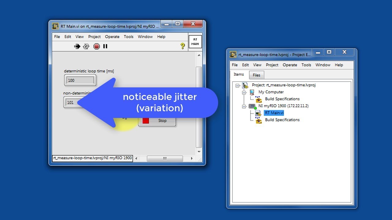 LabVIEW code: Measure loop iteration time (expected results)