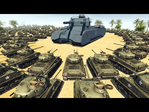 P.1000 RATTE VS 100 Sherman Tanks - Men of War: WW2 Mod Battle Simulator