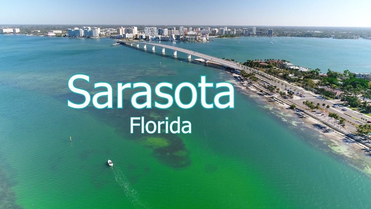 Sarasota - Aerial of city and surrounding Keys