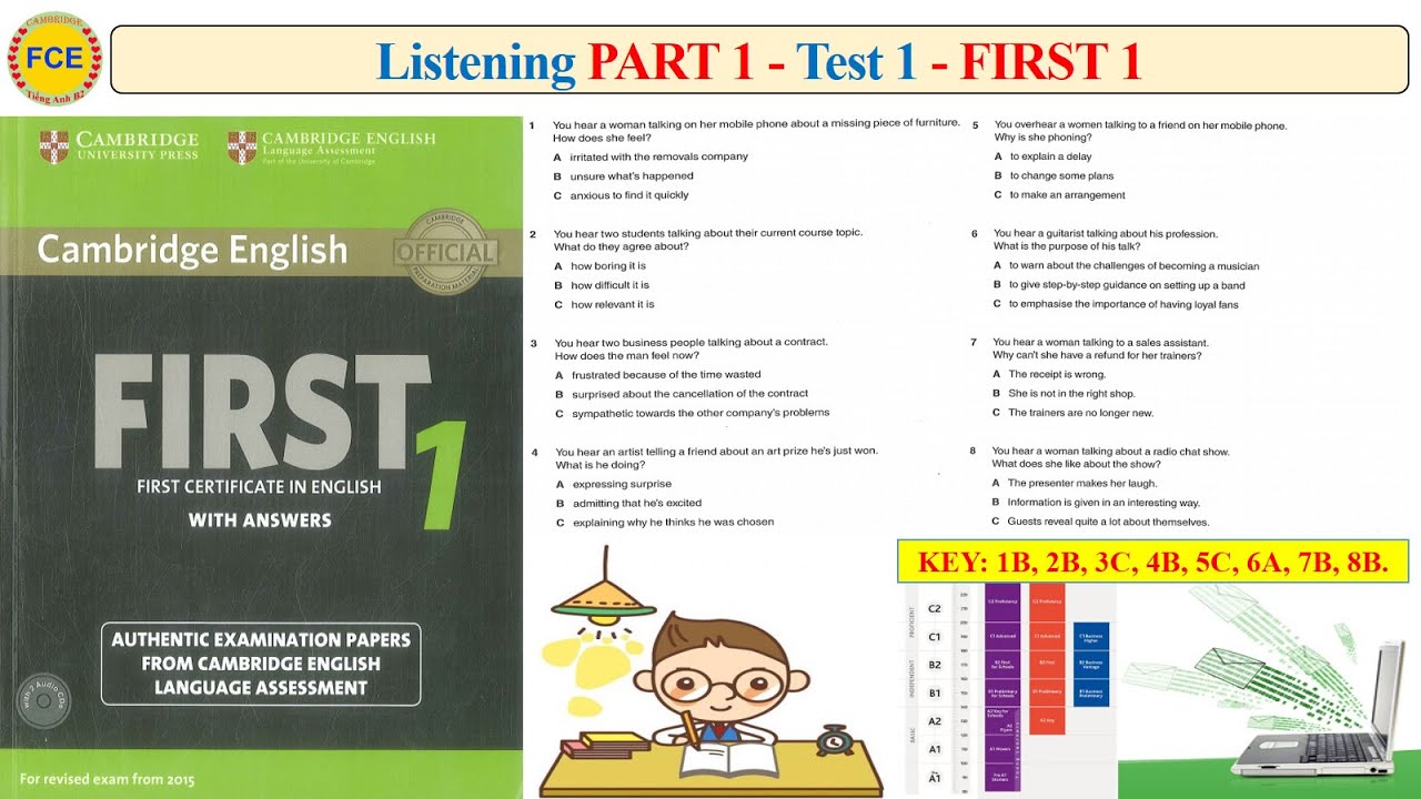 FCE First 1 Listening Part 1 Test 1 (Transcript + Key)