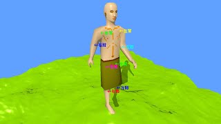 アニメーションボーンの座標を2D変換、そこに文字列を表示するテスト