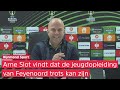 Arne Slot wil de 2-1 overwinning van Feyenoord op Maccabi Haifa niet te groot maken