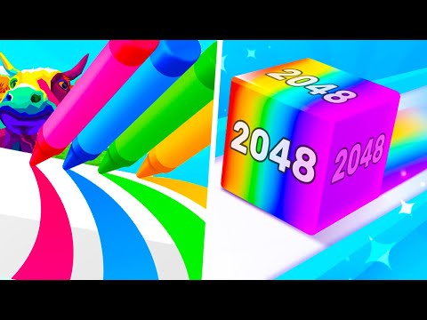 Crayon Rush 3D vs Chain Cube 2048 - 123456789 Max Level Gameplay (Part 1)
