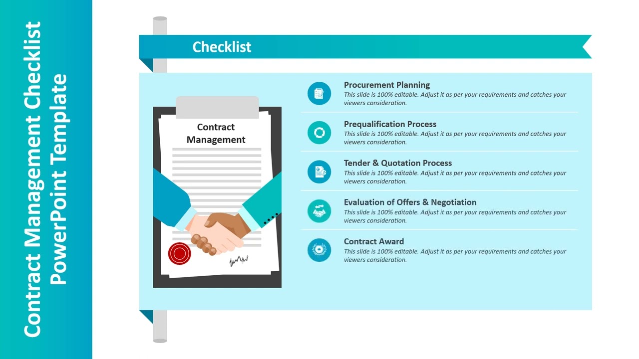 Contract Management Checklist PowerPoint Template | Kridha Graphics