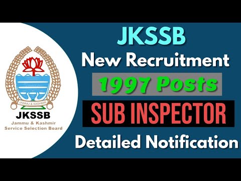 JKSSB NEW RECRUITMENT || SUB INSPECTOR || AGE LIMIT || QUALIFICATION|| SYLLABUS EXPECTED||9419145317