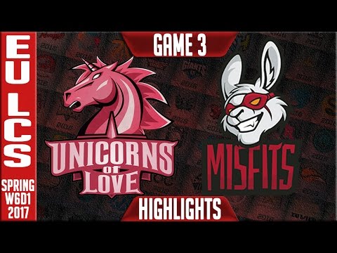 Unicorns of Love vs Misfits Game 3 Highlights - EU LCS W6D1 Spring 2017 - UOL vs MSF G3
