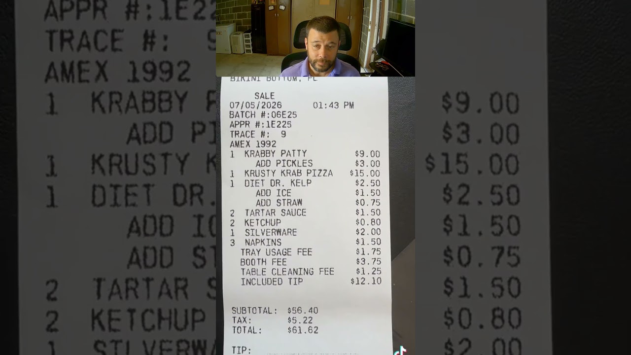 stupid fees added to customer #krustykrab #fees #shorts