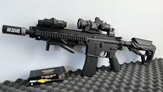 Download lagu Realistic Toy gun Nylon HK 416 Automatic rifle Gel Blaster upgraded body kits with spitfire tracer. mp3