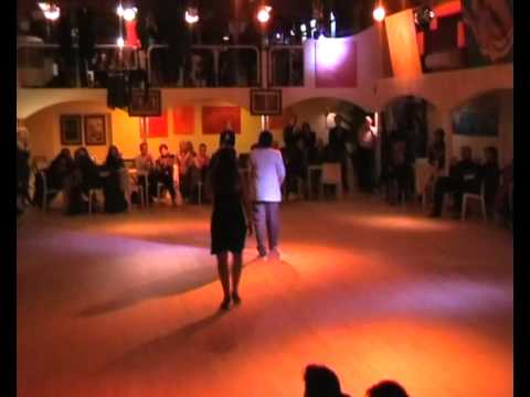  Fernando Sanchez  and  Ariadna Naveira  are  dancing  to  the  tango  "  Me Voy A Baraja  "