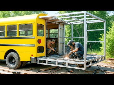 Couple Transforms School Bus Into Dream Camper | Full Conversion by @BibiaBus