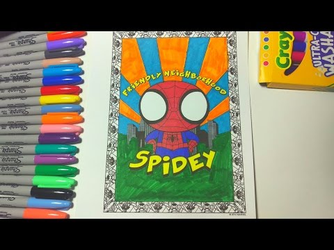 Spiderman Coloring Page fun for kids, children and toddlers | Mini Spidey